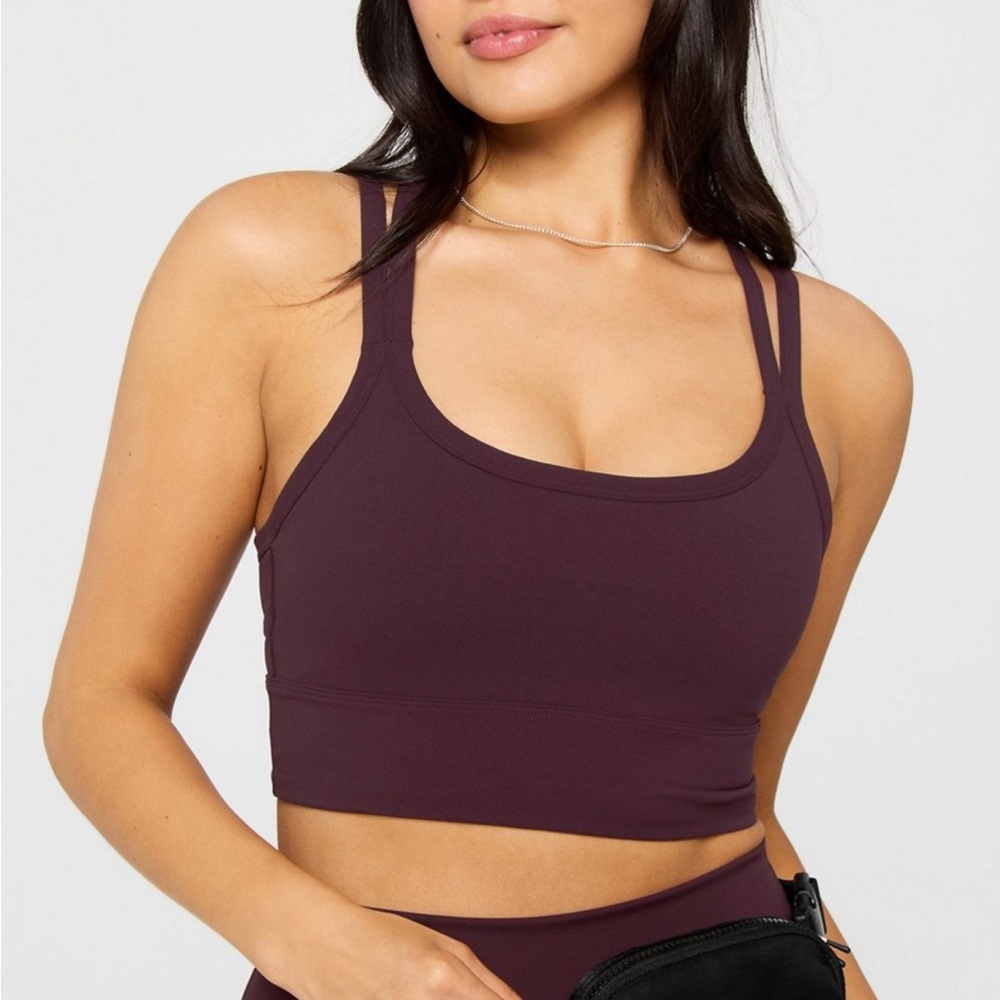 NWOT Fabletics Principal Longline Medium Impact Sports Bra - Oxblood
